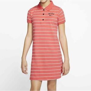 Nike $50 Girl's Summer Polo Striped Dress Punch Size Large